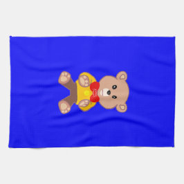 かわいいテディベアのキャラクターを青に キッチンタオル