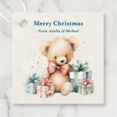 かわいいテディベアのクリスマス フェイバータグ (正面)