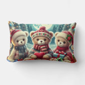 かわいいテディベアのクリスマス ランバークッション (正面)