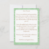 かわいいテディベアのセージ緑を待つことができる サンキューカード (裏面)