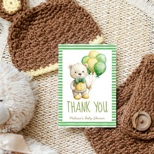 かわいいテディベアのセージ緑を待つことができる サンキューカード
