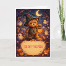 かわいいテディベアのハロウィンカード