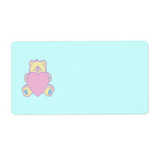 かわいいテディベアのハート ラベル