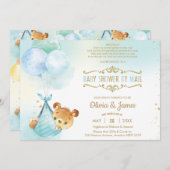 かわいいテディベアのバーチャルベイビーシャワー by メールボーイ 招待状 (正面/裏面)