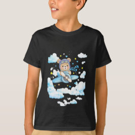 かわいいテディベアのパイロット飛行機 Tシャツ