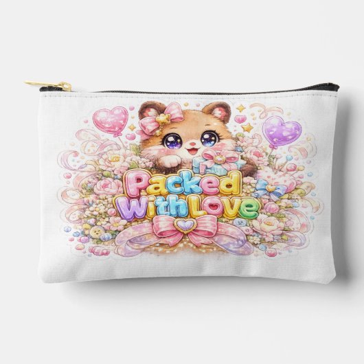 かわいいテディベアのパステルピンズ Packed With Love アクセサリーポーチ (正面)