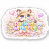 かわいいテディベアのパステルピンズ Packed With Love シール (正面)