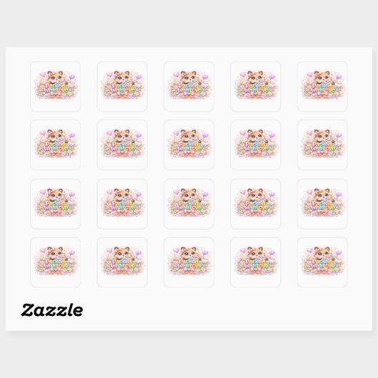 かわいいテディベアのパステルピンズ Packed With Love スクエアシール (シート)