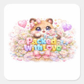 かわいいテディベアのパステルピンズ Packed With Love スクエアシール (正面)