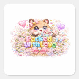 かわいいテディベアのパステルピンズ Packed With Love スクエアシール