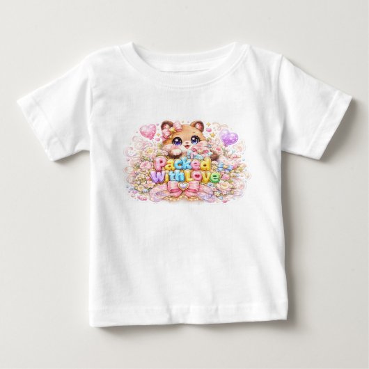 かわいいテディベアのパステルピンズ Packed With Love ベビーTシャツ (正面)