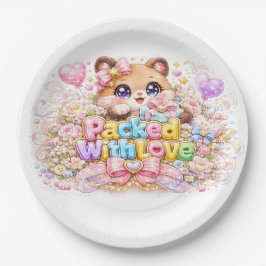 かわいいテディベアのパステルピンズ Packed With Love ペーパープレート