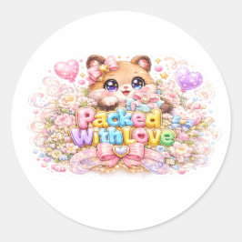 かわいいテディベアのパステルピンズ Packed With Love ラウンドシール