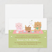 かわいいテディベアのピクニックの誕生日パーティーの招待状 招待状 (正面/裏面)