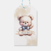 かわいいテディベアのベビーシャワーの水彩画 ギフトタグ (裏面)