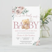 かわいいテディベアのベビーシャワー招待状 招待状 (スタンド正面)