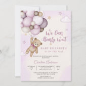 かわいいテディベアのベビーシャワー招待状 招待状 (正面)