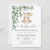 かわいいテディベアのベビーシャワー招待状 招待状 (正面)