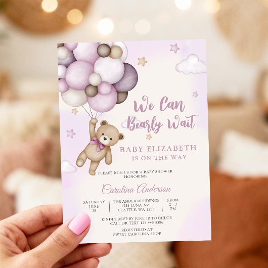 かわいいテディベアのベビーシャワー招待状 招待状