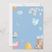 かわいいテディベアのベビーシャワー 招待状 (裏面)