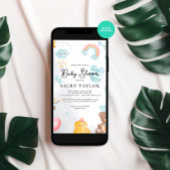 かわいいテディベアのベビーシャワー 招待状