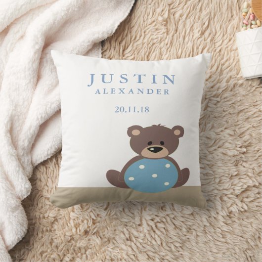 かわいいテディベアの出産案内枕 クッション (ブランケット)