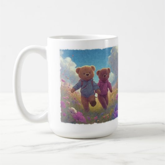 かわいいテディベアの双子友達 コーヒーマグカップ (左)