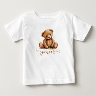 かわいいテディベアの名前入りギフト ベビーTシャツ