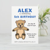 かわいいテディベアの子供の誕生日 招待状 (スタンド正面)