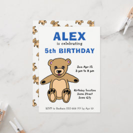 かわいいテディベアの子供の誕生日 招待状