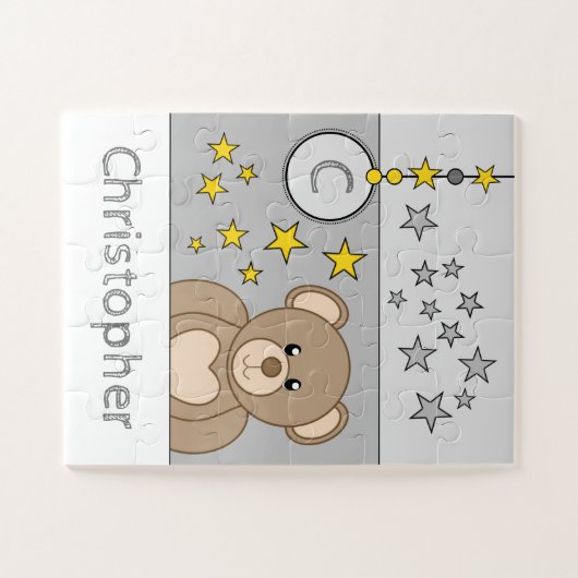 かわいいテディベアの星の名前はグレー ジグソーパズル (横)