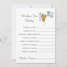 かわいいテディベアの服ライン 赤ちゃんへの願い カード