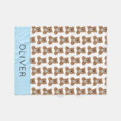 かわいいテディベアの柄パーソナライズされたの男の子 フリースブランケット (正面(横))