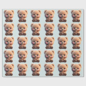 かわいいテディベアの水玉模様を待つ ラッピングペーパー (フラット)