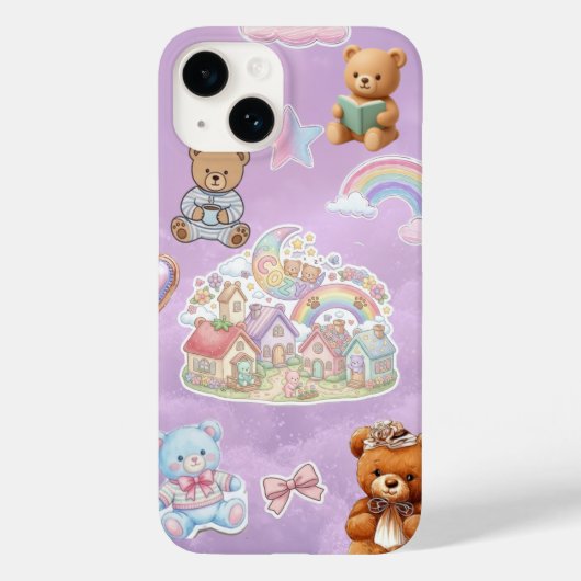 かわいいテディベアの淡いパープルな雰囲気 Case-Mate iPhoneケース (裏面)