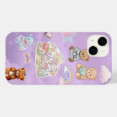 かわいいテディベアの淡いパープル系インテリア Case-Mate iPhoneケース (裏面 (横))