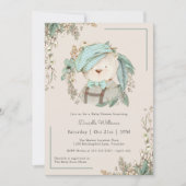 かわいいテディベアの男の子ベビーシャワーのご案内 招待状 (正面)