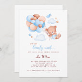 かわいいテディベアの男女兼用ベビーシャワー招待状 招待状 (正面/裏面)