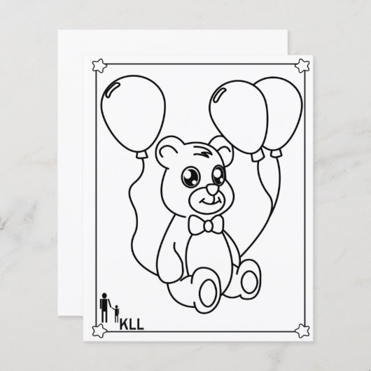 かわいいテディベアの着色 (正面/裏面)