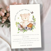 かわいいテディベアの花かご緑の赤ちゃんシャワー サンキューカード