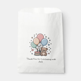 かわいいテディベアの誕生日パーティー フェイバーバッグ