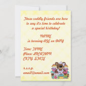 かわいいテディベアの誕生日パーティー 招待状 (裏面)