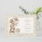 かわいいテディベアの誕生日 招待状 (スタンド正面)