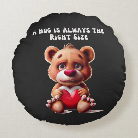 かわいいテディベアの贈り物 ラウンドクッション (正面)