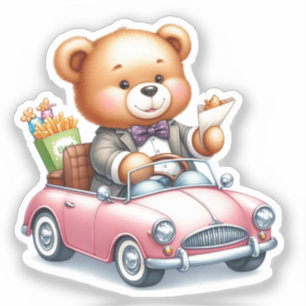 かわいいテディベアの運転が好きなキュート&動物好き シール