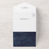 かわいいテディベアの青い風船 ネイビー ベビーシャワー オールインワン招待状 (外側)