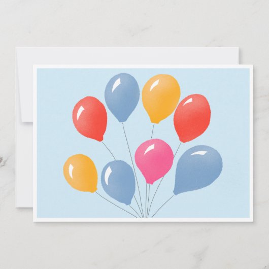 かわいいテディベアの風船 子供の誕生日 サンキューカード (裏面)