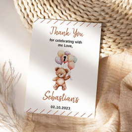 かわいいテディベアの1歳誕生日 | スイートベア サンキューカード