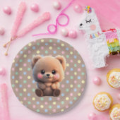 かわいいテディベアを待つことができる ペーパープレート (パーティー)