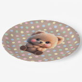 かわいいテディベアを待つことができる ペーパープレート (アングル)